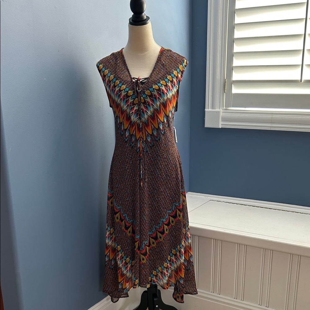 NEW Sleeveless Dress by New Directions Multicolor Asymmetrical Size M
